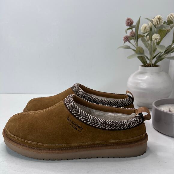 Koolaburra by UGG Burree Slip-On Suede Slippers Faux Fur Lined Tan Men 8 - Picture 3 of 9